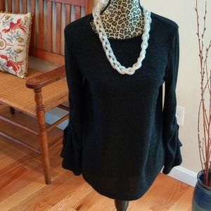 Juicy Couture Ladies Long Sleeve Top, Size:M Color:Black with Silver NWT